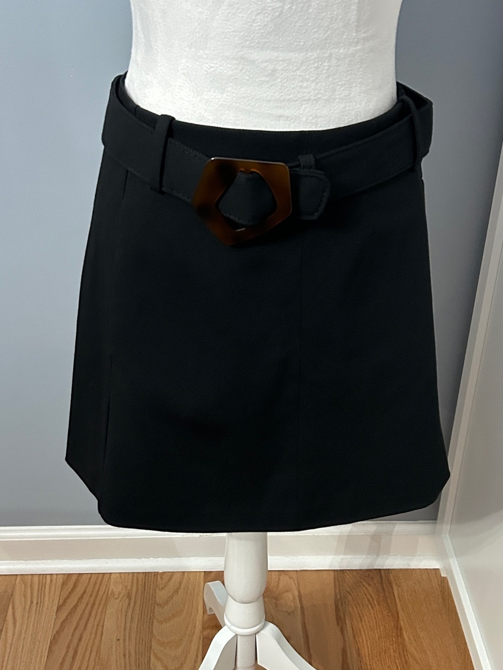 Nicholas The Label Black Belted A-Line Mini Skirt Size 8 Stretch Designer